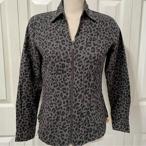 Lemon Grass Leopard Print Zip Front Moto Jacket